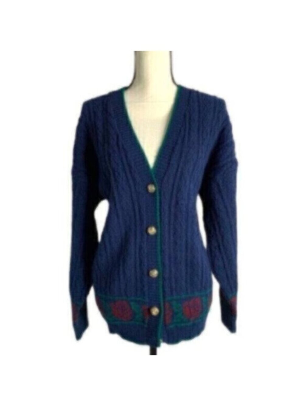 Lauren Ralph Lauren Rare Vintage Cable Cardigan Sweater With Gold Buttons - Picture 4 of 17